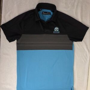 Under Armour Men’s Black and Sky Blue Colorblock Performance Polo